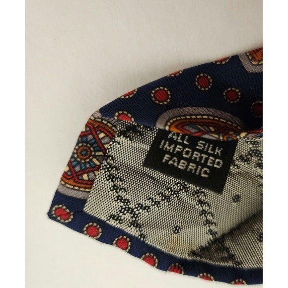 Monsieur Givenchy Mens Classic Silk Neck Tie Navy Blue Red Multicolor 3.75"x58" - Picture 6 of 6